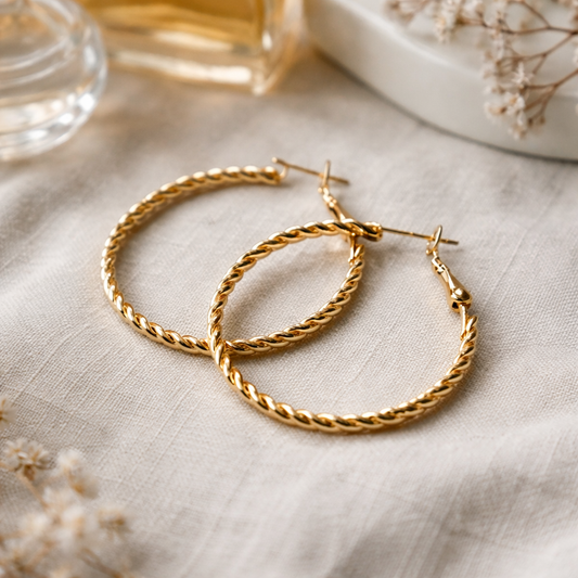 Boucles d’oreilles créoles torsadées dorées