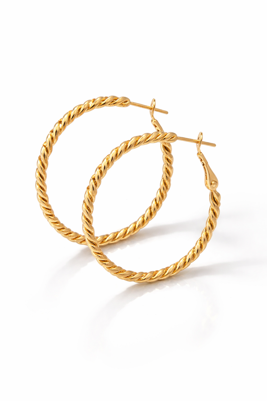 Boucles d’oreilles créoles torsadées dorées