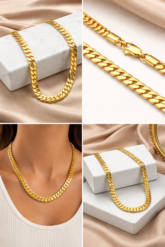 Collier Chaîne Plate Dorée – Élégance & Tendance